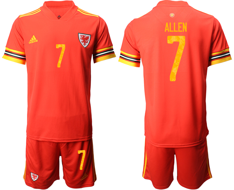 Men 2021 European Cup Welsh home red #7 Soccer Jersey->croatia jersey->Soccer Country Jersey